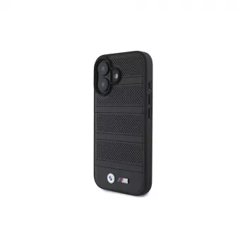 Coque rigide BMW M Collection Perforated and Stitched Line pour iPhone 16 6,1 pouces - noire