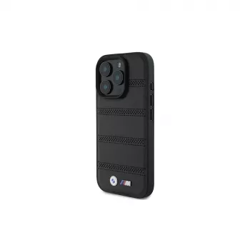 BMW coque rigide M Perforated And Stitched Line pour Apple iPhone 16 Pro 6,3 pouces noire MagSafe