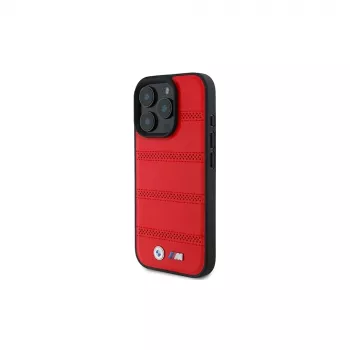 Coque rigide BMW M Collection Perforated and Stitched Line pour Apple iPhone 16 Pro 6,3 pouces rouge MagSafe