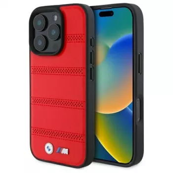 BMW M Collection coque rigide M Perforated And Stitched Line pour iPhone 16 Pro Max 6,9 pouces rouge MagSafe