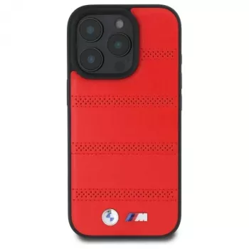 BMW M Collection coque rigide M Perforated And Stitched Line pour iPhone 16 Pro Max 6,9 pouces rouge MagSafe