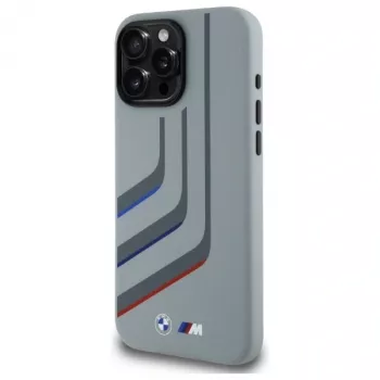 Coque rigide silicone BMW Turning Lines pour Apple iPhone 16 Pro Max 6,9 inch grise MagSafe