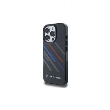 Coque rigide BMW BMHCP16X23HTRAK pour iPhone 16 Pro Max 6,9 inch noire Motorsport IML Random Stripes