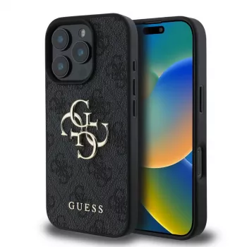 Coque rigide Guess GUHCP16L4GMGGR pour Apple iPhone 16 Pro 6,3 inch noire 4G Big Logo