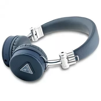 Guess Grained Classic Round Shape Casque sans fil Bluetooth avec ENC (bleu)