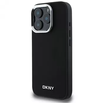 DKNY DKHMP16XPSCMCLK Coque rigide pour Apple iPhone 16 Pro Max 6,9 pouces noire logo argent lisse MagSafe