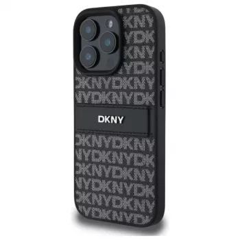 DKNY DKHCP16LPRTHSLK Coque rigide pour Apple iPhone 16 Pro 6,3 pouces noire motif texturé rayure tonale