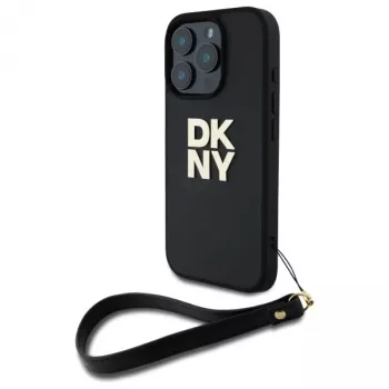DKNY DKHCP16LPBSWSK Coque rigide iPhone 16 Pro 6,3 pouces noire avec dragonne et logo Stock