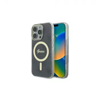 Guess GUHMP16XH4STK Coque rigide noire IML 4G MagSafe pour Apple iPhone 16 Pro Max 6,9 pouces
