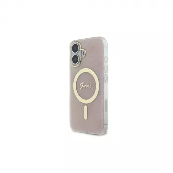 Guess GUHMP16MH4STP Coque rigide rose IML 4G MagSafe pour iPhone 16 Plus 6,7 pouces