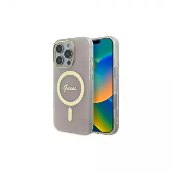 Guess GUHMP16LH4STP Coque rigide rose IML 4G MagSafe pour iPhone 16 Pro 6,3 pouces