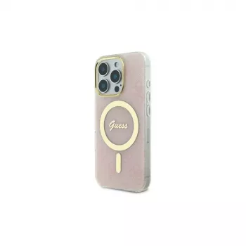 Guess GUHMP16XH4STP Coque rigide rose IML 4G MagSafe pour Apple iPhone 16 Pro Max 6,9 pouces