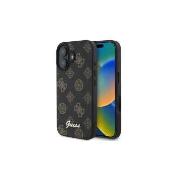 Guess Coque MagSafe Peony Script pour iPhone 16 Plus (noire)