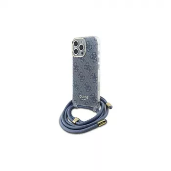 Guess GUHCP16XHC4SEB iPhone 16 Pro Max 6,9 inch coque rigide bleue cordon bandoulière impression 4G