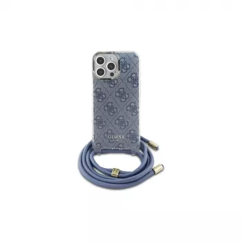 Guess GUHCP16XHC4SEB iPhone 16 Pro Max 6,9 inch coque rigide bleue cordon bandoulière impression 4G