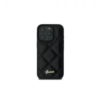 Guess GUHCP16SPSQSQSK iPhone 16 6,1 inch coque rigide matelassée logo métal noire