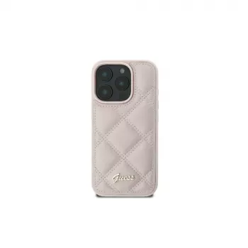Guess GUHCP16SPSQSQSP iPhone 16 6,1 inch coque rigide rose matelassée logo métal