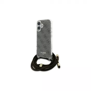 Guess GUHCP16SHC4SEW iPhone 16 6,1 inch coque rigide cordon bandoulière impression 4G marron