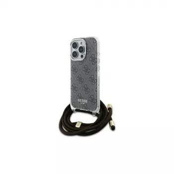 Guess GUHCP16XHC4SEW coque rigide pour Apple iPhone 16 Pro Max 6,9 inch marron cordon bandoulière impression 4G