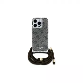 Guess GUHCP16XHC4SEW coque rigide pour Apple iPhone 16 Pro Max 6,9 inch marron cordon bandoulière impression 4G