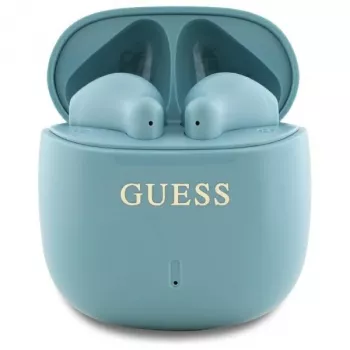 Guess écouteurs sans fil TWS Bluetooth logo Classic imprimé avec boîtier de charge (turquoise)