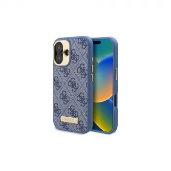Guess GUHMP16MU4GPRB iPhone 16 Plus 6,7 inch coque rigide bleue plaque logo 4G MagSafe