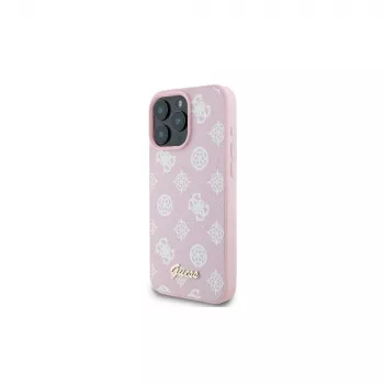 Guess GUHMP16LPGPYSP iPhone 16 Pro 6,3 inch coque rigide rose logo Script Peony MagSafe