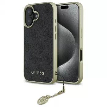 Guess GUHCP16MGF4GGR coque rigide pour iPhone 16 Plus 6,7 inch noire collection 4G Charms