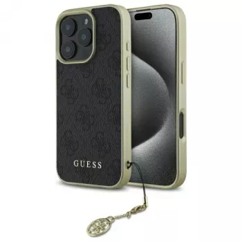 Guess GUHCP16LGF4GGR iPhone 16 Pro 6,3 inch coque rigide noire collection 4G Charms