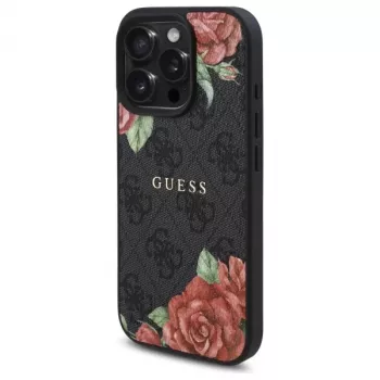 Guess GUHMP16XP4ROPEMCK iPhone 16 Pro Max 6,9 inch coque rigide noire impression 4G Flowers MagSafe