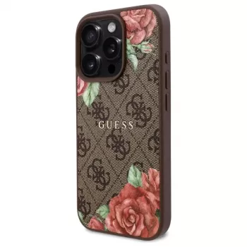 Guess GUHMP16LP4ROPEMCW iPhone 16 Pro coque rigide impression 4G Flowers MagSafe marron