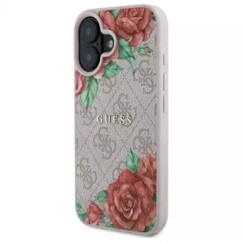Guess GUHMP16SP4ROPEMCP coque rigide rose à motif floral MagSafe pour Apple iPhone 16 6,1 inch