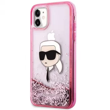 Coque rigide Karl Lagerfeld KLHCN61LNKHCP pour iPhone 11/XR, rose, Glitter Karl Head