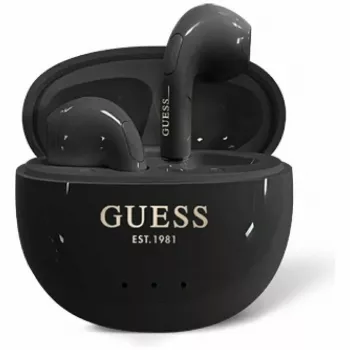 Guess Glossy Effect EggShape Printed Classic Logo écouteurs sans fil TWS noirs