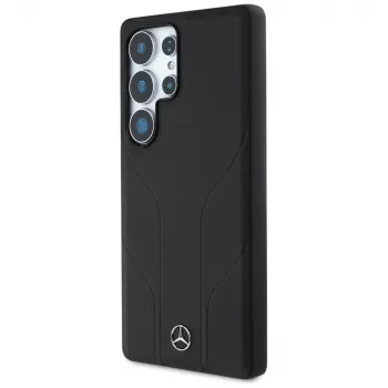 Étui MERCEDES-BENZ Mercedes Leather Debossed Lines MagSafe pour Samsung Galaxy S25 Ultra noir