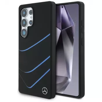 Coque MagSafe MERCEDES-BENZ en silicone Contrasted Curves pour Samsung Galaxy S25 Ultra noir