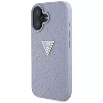 Coque Guess Hot Stamp 4G Pattern Triangle Metal Logo pour iPhone 16 (violet)
