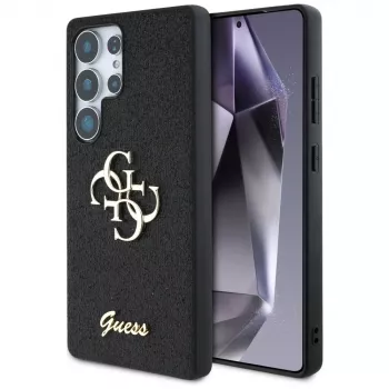 Coque Guess Fixed Glitter Big 4G Metal Logo pour Samsung Galaxy S25 Ultra (noir)