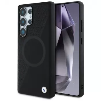 Coque BMW Leather Half Textured MagSafe pour Samsung Galaxy S25 Ultra noire