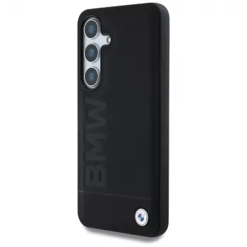 Coque BMW Leather Big Wordmark pour Samsung Galaxy S25 noire