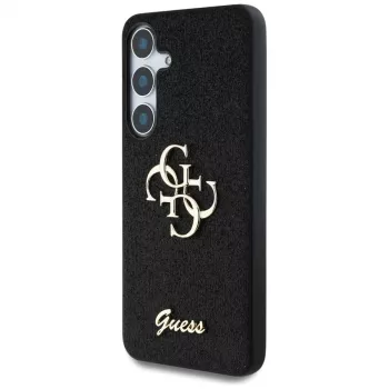 Coque Guess Fixed Glitter Big 4G Metal Logo pour Samsung Galaxy S25 (noir)