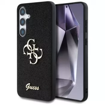Coque Guess Fixed Glitter Big 4G Metal Logo pour Samsung Galaxy S25+ (noir)