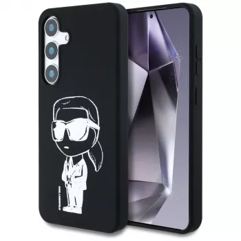 Coque MagSafe Karl Lagerfeld Silicone Graffiti Ikonik Printed Logo pour Samsung Galaxy S25, noir