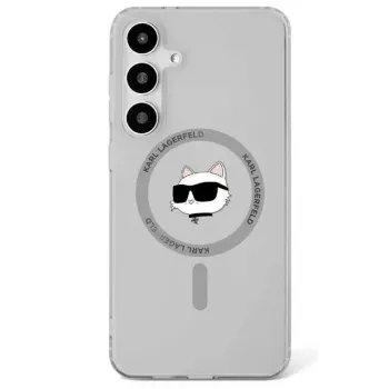 Coque MagSafe Karl Lagerfeld Button Choupette Head Printed Logo pour Samsung Galaxy S25, noir