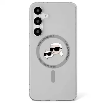 Coque MagSafe Karl Lagerfeld Button Karl & Choupette Heads Printed Logo pour Samsung Galaxy S25 Plus, noir