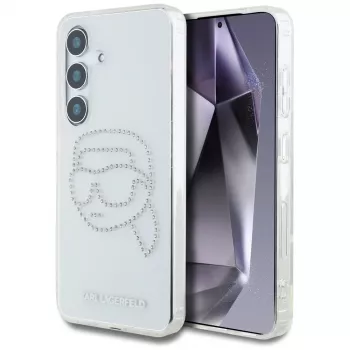 Coque Karl Lagerfeld Rhinestones Karl Head Logo pour Samsung Galaxy S25 (transparente)