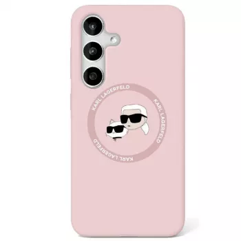 Coque MagSafe Karl Lagerfeld Silicone DoubleHeads & Circle pour Samsung Galaxy S25 Ultra, rose