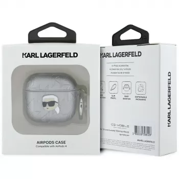 Coque Karl Lagerfeld Monogram Karl Head pour AirPods 4 (argent)
