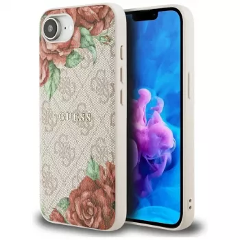 Coque MagSafe Guess 4G Flowers Print pour iPhone 16e / 17e rose