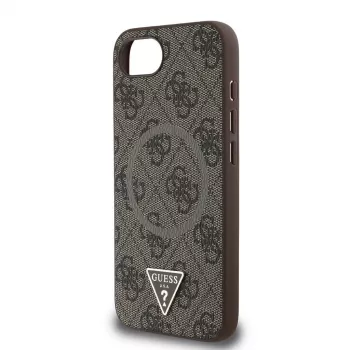 Coque MagSafe Guess 4G Ring Triangle Logo pour iPhone 16e (marron)